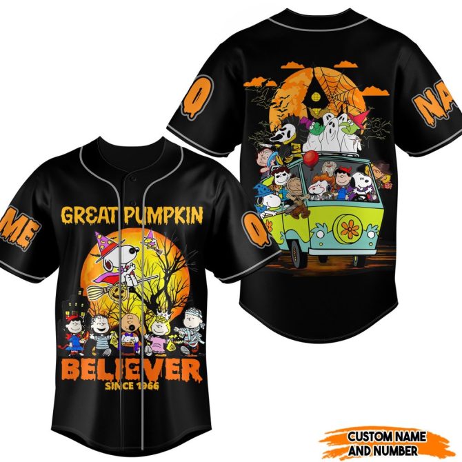 Custom Halloween Baseball Jersey – Great Pumpkin Believer Design – Personalize With Name & Number