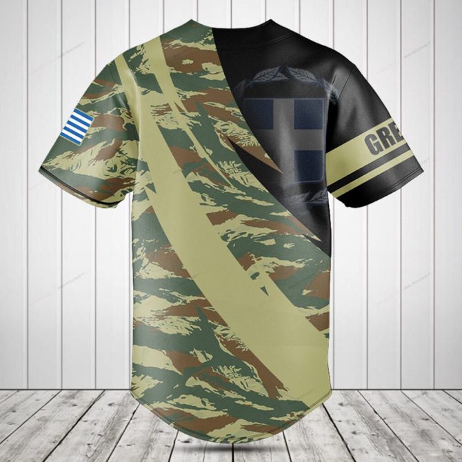 Custom Greek Camo Baseball Jersey – Personalized Name & Flag Design - Image 2