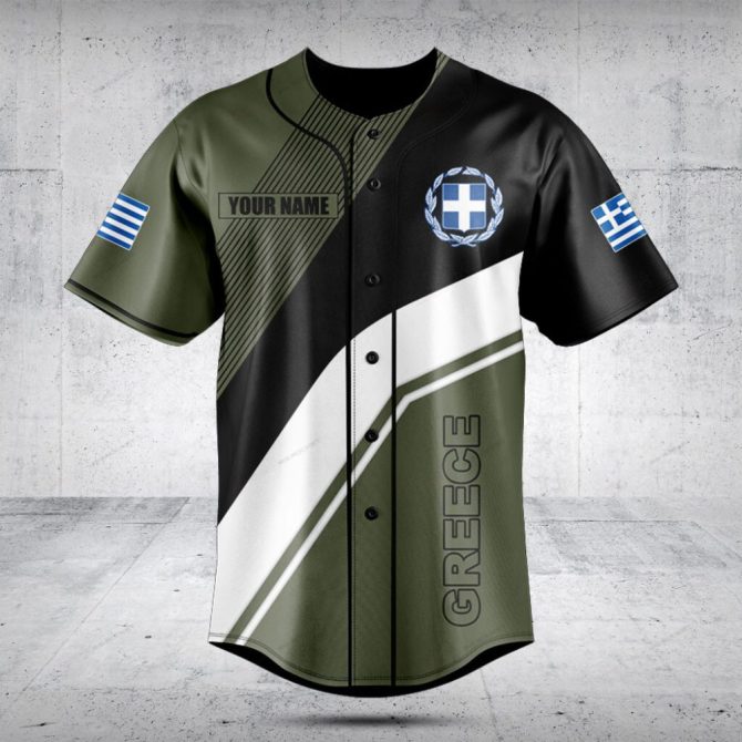 Custom Greek Flag Baseball Jersey - Personalized Name & Stylish Design