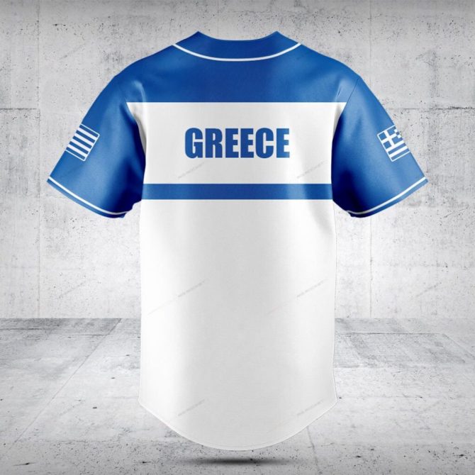 Custom Greek Flag Baseball Jersey - Personalized Name & Number - Perfect Gift! - Image 2