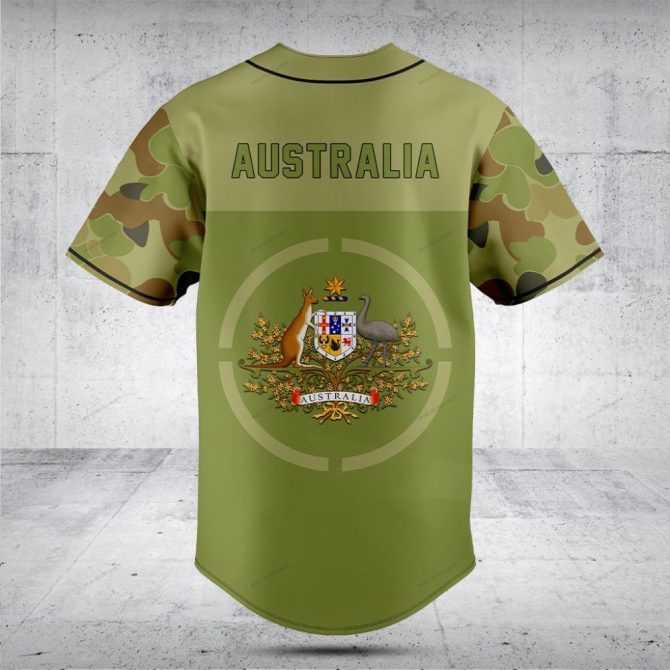 Custom Australian Camo Baseball Jersey – Personalized Name & Flag Design - Image 2