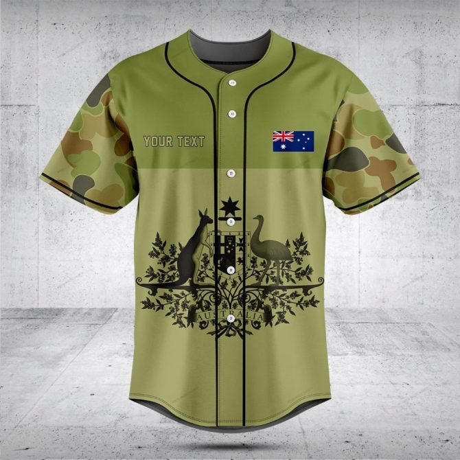 Custom Australian Camo Baseball Jersey – Personalized Name & Flag Design