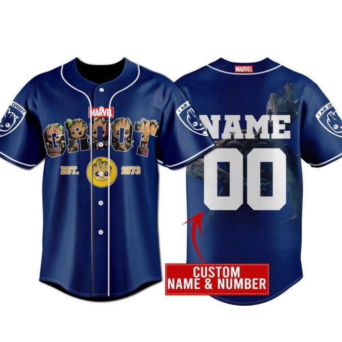 Custom Groot Baseball Jersey - Personalize Your Marvel Gear With Name & Number!