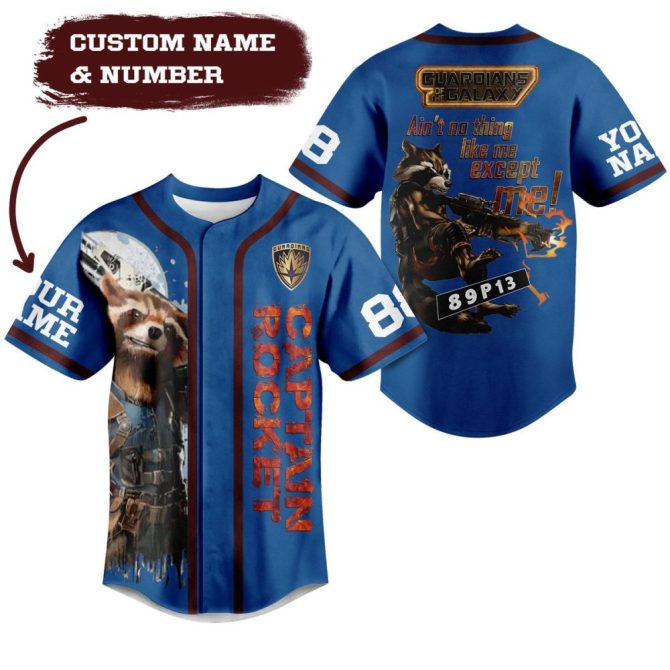 Custom Guardians Galaxy Jersey - Personalized Name & Number - Captain Rocket Design