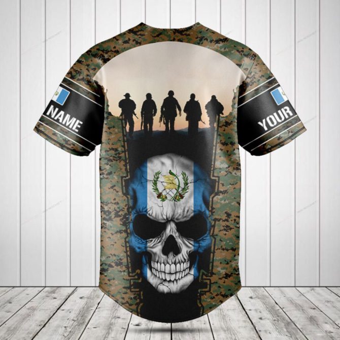 Custom Military Camo Baseball Jersey With Skull Design - Personalized Name - Unique Gift - Image 2