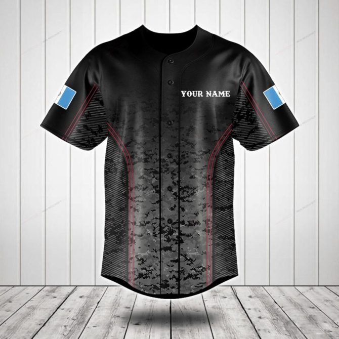 Custom Black Camo Baseball Jersey - Personalize With Your Name - Stylish Athletic Teamwear