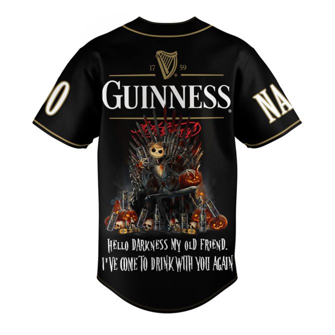 Custom Guinness Baseball Jersey – Personalized Name & Number, Unique Skeleton Design - Image 3