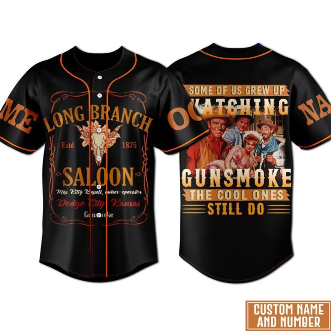 Custom Gunsmoke Baseball Jersey - Long Branch Saloon Design - Personalize Your Name & Number