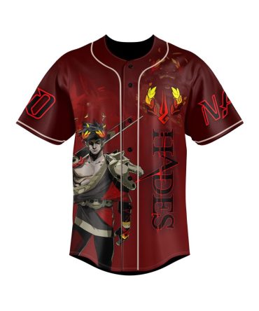 Epic Hades Graphic Baseball Jersey - Bold Red & Black Design For Gamers & Fans