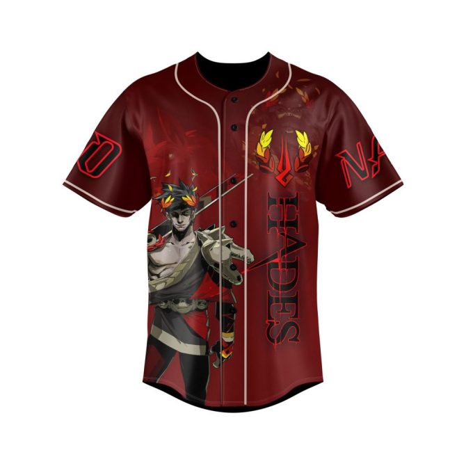 Epic Hades Graphic Baseball Jersey - Bold Red & Black Design For Gamers & Fans
