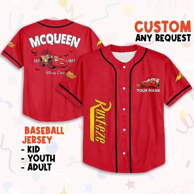 Custom Lightning Mcqueen Baseball Jersey - Personalized Kids, Youth & Adult Sizes - Image 2