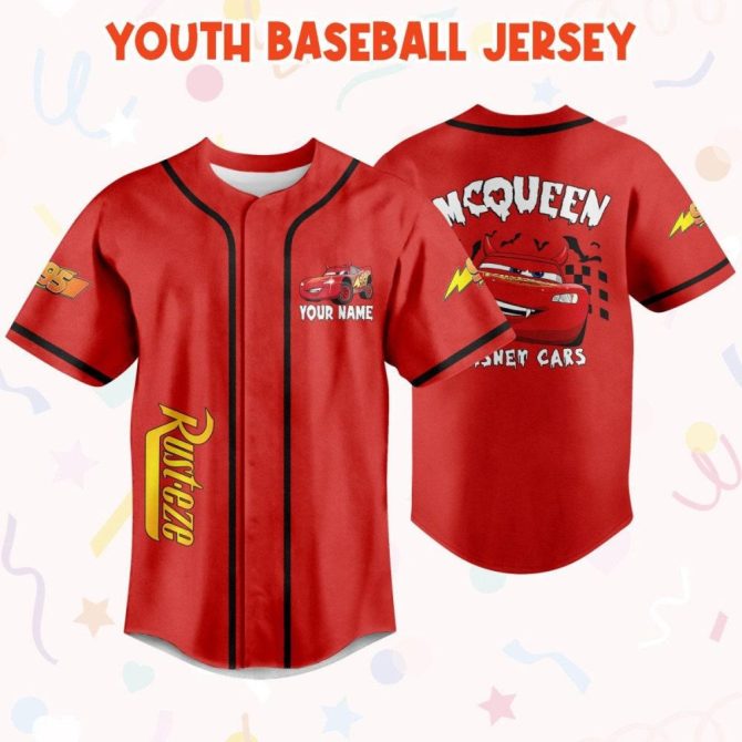 Customizable Lightning Mcqueen Baseball Jersey – Kids, Youth & Adult Sizes Available! - Image 6