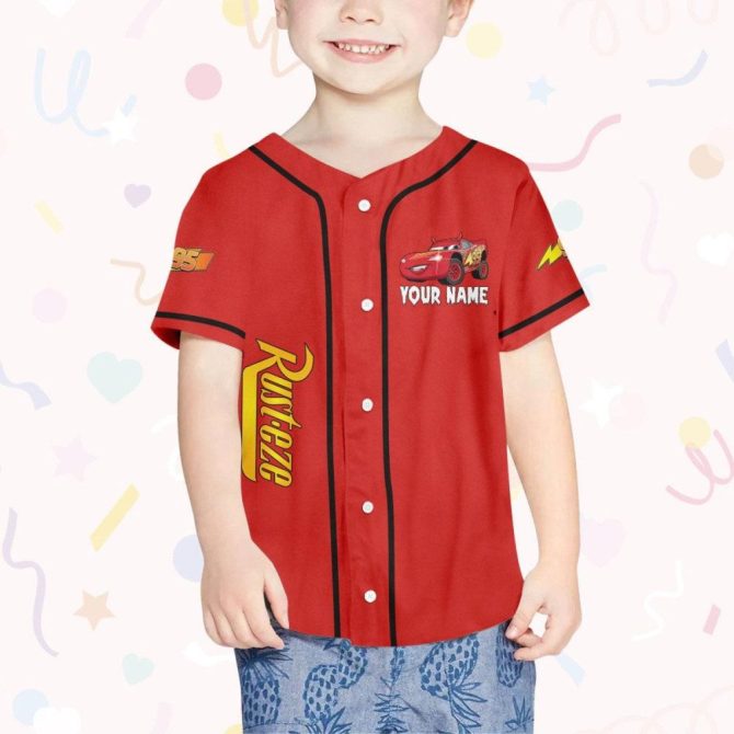 Customizable Lightning Mcqueen Baseball Jersey – Kids, Youth & Adult Sizes Available! - Image 5