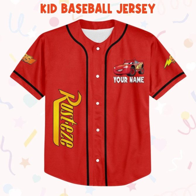 Customizable Lightning Mcqueen Baseball Jersey – Kids, Youth & Adult Sizes Available! - Image 3