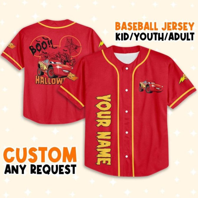 Custom Halloween Car Baseball Jersey – Kids/Youth/Adult – Personalized Name & Design