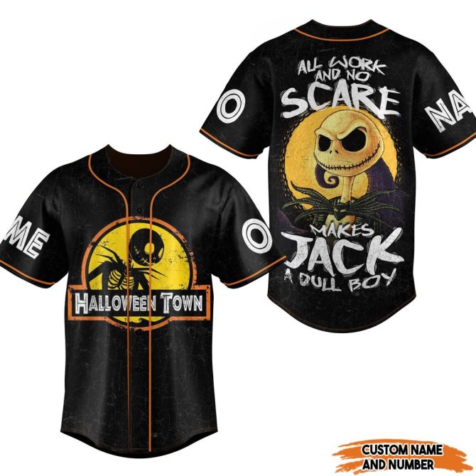 Custom Halloween Town Baseball Jersey - Spooky Jack Design - Personalize With Name & Number!