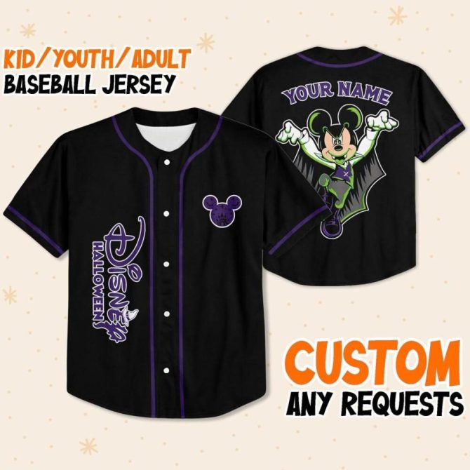 Custom Halloween Disney Baseball Jersey - Kids/Youth/Adult - Personalize Your Name! - Image 2