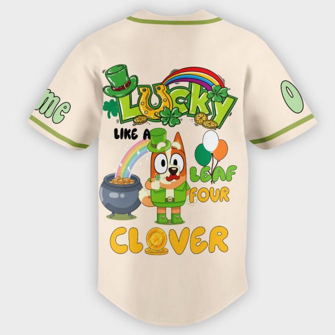 Custom St. Patrick'S Day Jersey - Lucky 4 Leaf Clover Design , Personalize Name & Number - Image 2