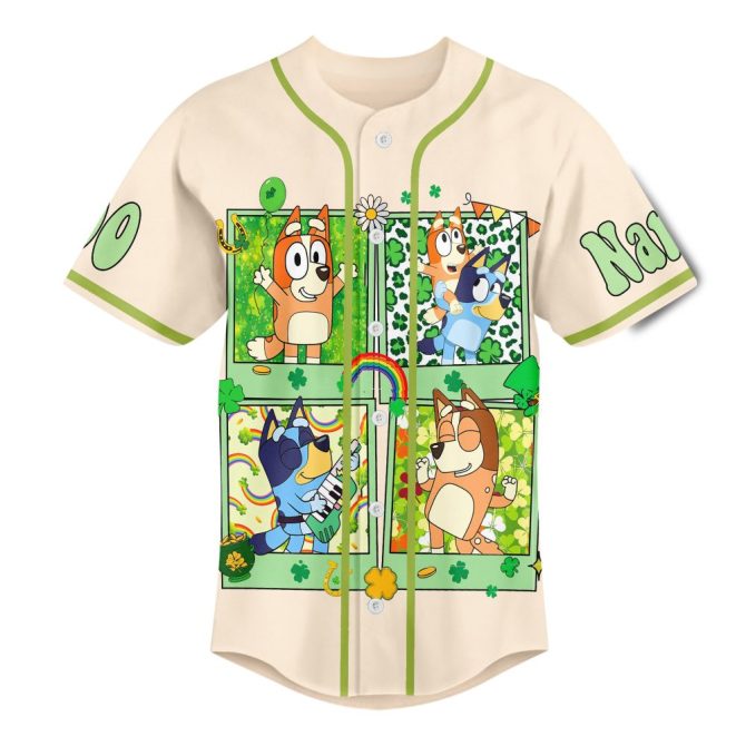 Custom St. Patrick'S Day Jersey - Lucky 4 Leaf Clover Design , Personalize Name & Number - Image 3
