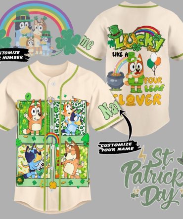 Custom St. Patrick'S Day Jersey - Lucky 4 Leaf Clover Design , Personalize Name & Number