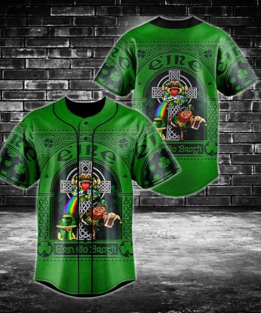 Irish Heritage Baseball Jersey - Celtic Design & Shamrocks , Perfect Gift For St. Patrick’S Day