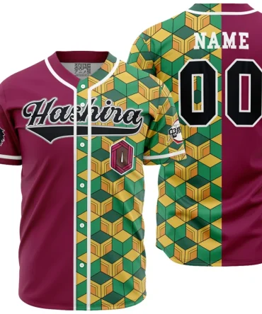 Custom Anime-Inspired Baseball Jersey - Hashira Design, Personalized Name & Number