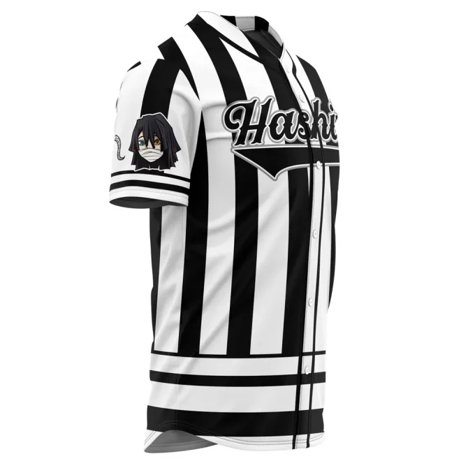 Anime-Inspired Black & White Striped Baseball Jersey - Stylish & Unique Design - Image 2
