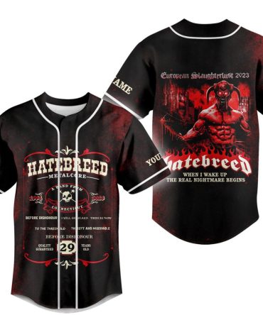 Limited Edition Hatebreed Metalcore Baseball Jersey - European Tour 2023, Unisex, Premium Quality