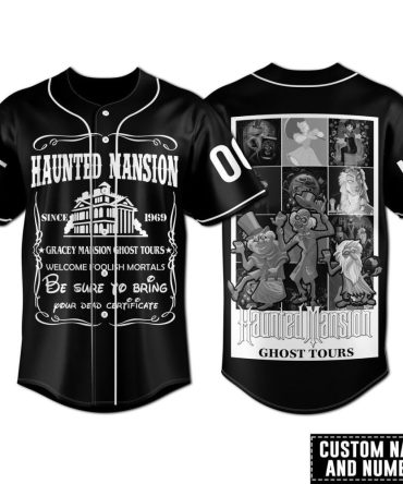 Custom Haunted Mansion Baseball Jersey - Personalized Name & Number - Ghost Tour Design