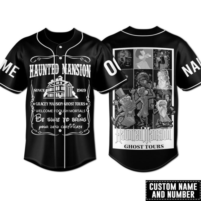 Custom Haunted Mansion Baseball Jersey - Personalized Name & Number - Ghost Tour Design