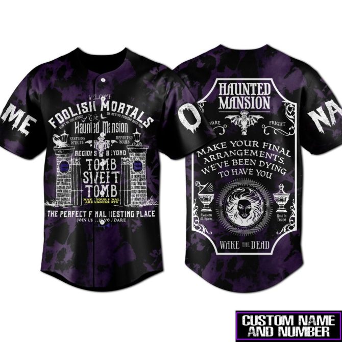Custom Haunted Mansion Baseball Jersey – Spooky Design, Personalize Name & Number – Perfect Halloween Gift