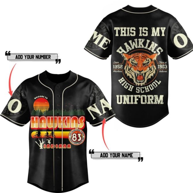 Customizable Hawkins High Baseball Jersey – Personalize With Name & Number!