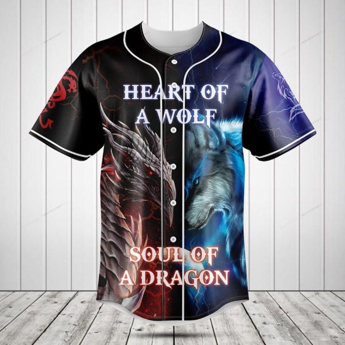 Epic Wolf & Dragon Baseball Jersey – Unleash Your Inner Beast With Unique Design