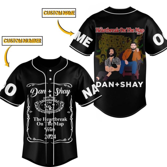 Custom Dan + Shay Jersey – Heartbreak Tour 2024, Personalized Name & Number, Stylish Fan Apparel
