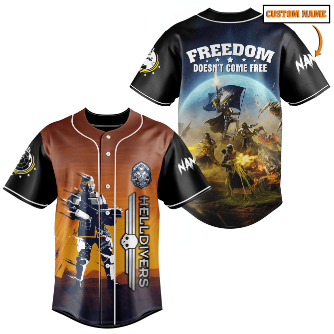 Custom Helldivers Baseball Jersey - Freedom Design, Personalized Name Option