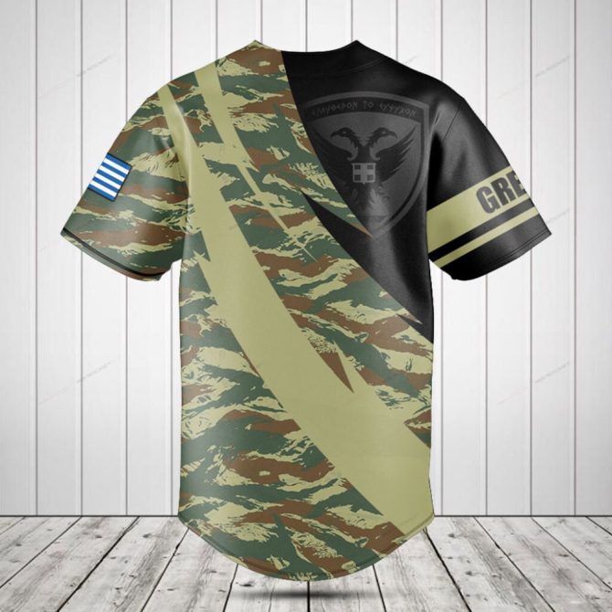Custom Greek Military Style Baseball Jersey - Personalized Name & Flag Design - Image 2