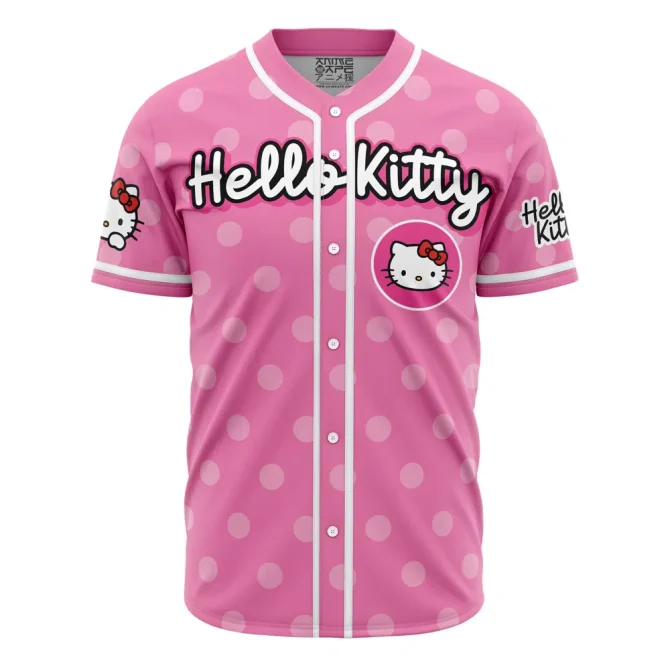Hello Kitty Pink Polka Dot Baseball Jersey – Cute & Stylish Fan Apparel