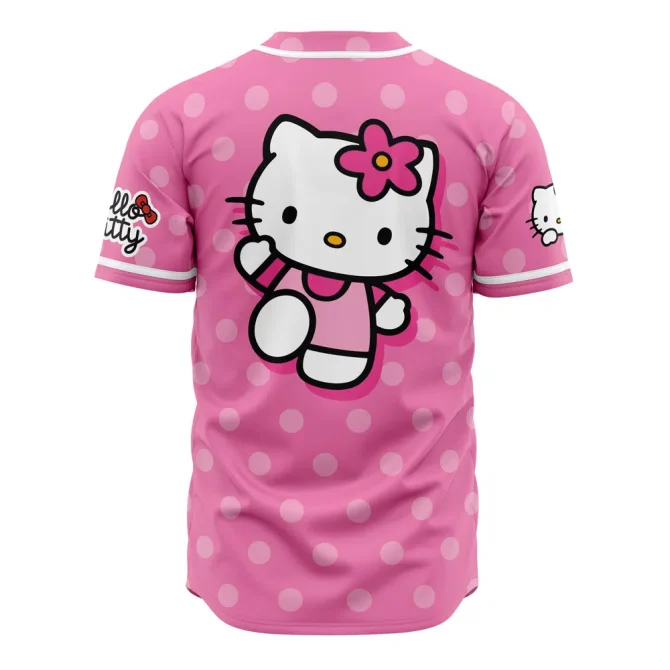 Hello Kitty Pink Polka Dot Baseball Jersey – Cute & Stylish Fan Apparel - Image 3