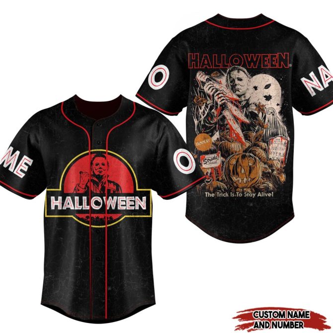 Custom Halloween Baseball Jersey – Spooky Michael Myers Design, Perfect For Horror Fans!