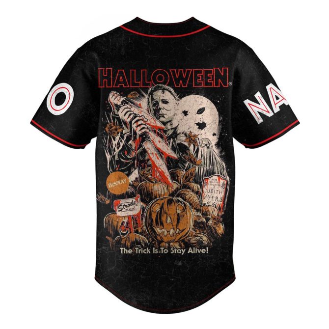 Custom Halloween Baseball Jersey – Spooky Michael Myers Design, Perfect For Horror Fans! - Image 3