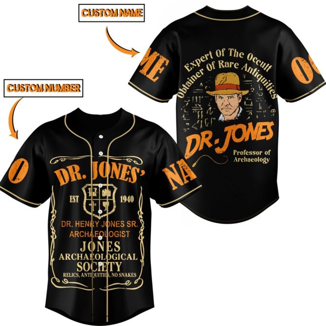 Custom Dr. Jones Baseball Jersey – Personalize Name & Number, Vintage Archaeology Style - Image 2
