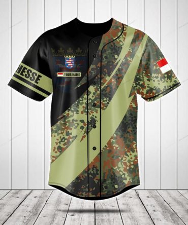 Custom Camouflage Baseball Jersey – Personalized Name & Flag Design, Perfect For Sports & Casual Wear