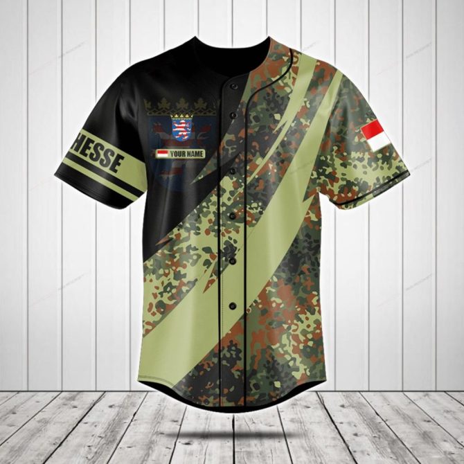 Custom Camouflage Baseball Jersey – Personalized Name & Flag Design, Perfect For Sports & Casual Wear