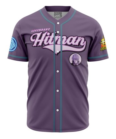 Legendary Hitman Anime Baseball Jersey - Stylish Purple Graphic Tee For Fans