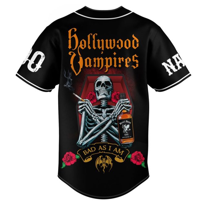 Custom Hollywood Vampires Baseball Jersey – Personalized Name & Number, Unique Gothic Design - Image 3