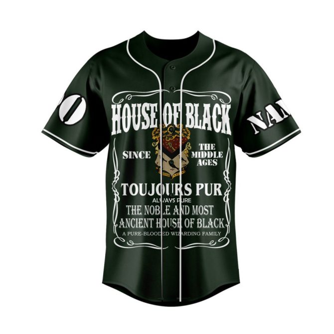 Customizable House Of Black Baseball Jersey – Personalized Name & Number, Gothic Design - Image 3