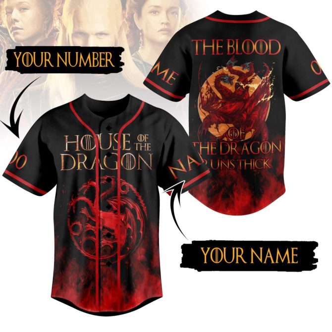 Custom House Of The Dragon Baseball Jersey - Personalize With Your Name & Number