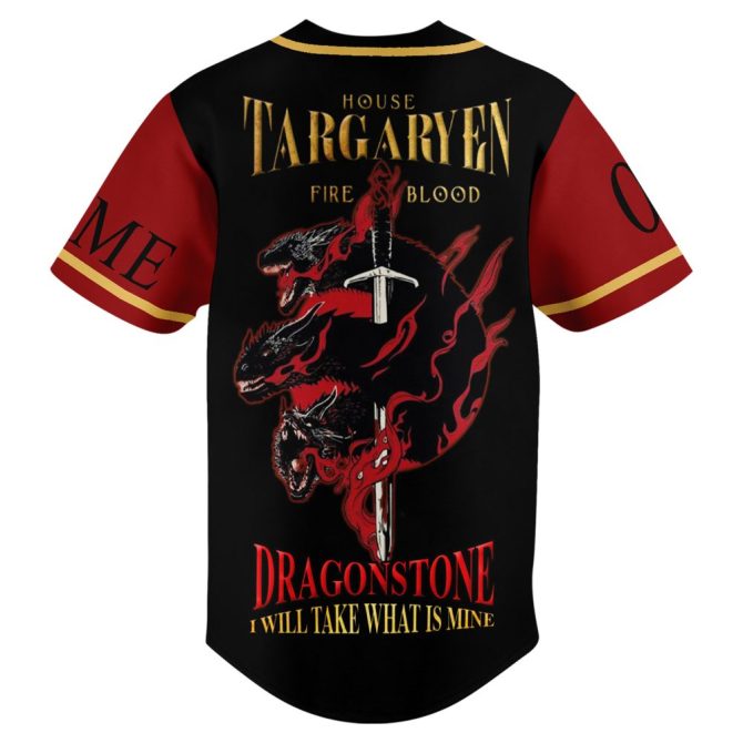 Customizable House Targaryen Baseball Jersey - Game Of Thrones Fan Apparel - Personalize Name/Number - Image 3