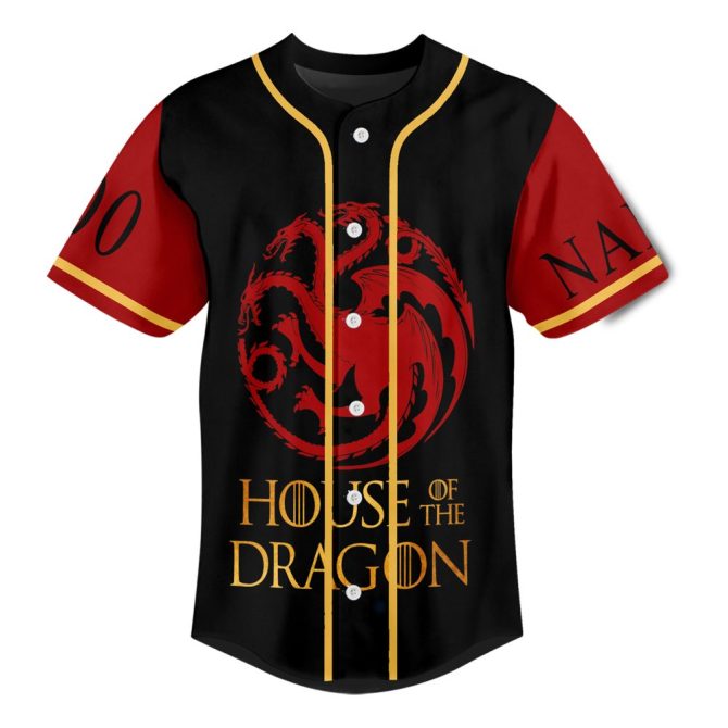 Customizable House Targaryen Baseball Jersey - Game Of Thrones Fan Apparel - Personalize Name/Number - Image 2