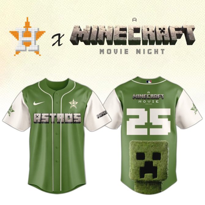 Minecraft Movie Night Jersey - Limited Edition Astros Collaboration, Unisex Gaming Apparel